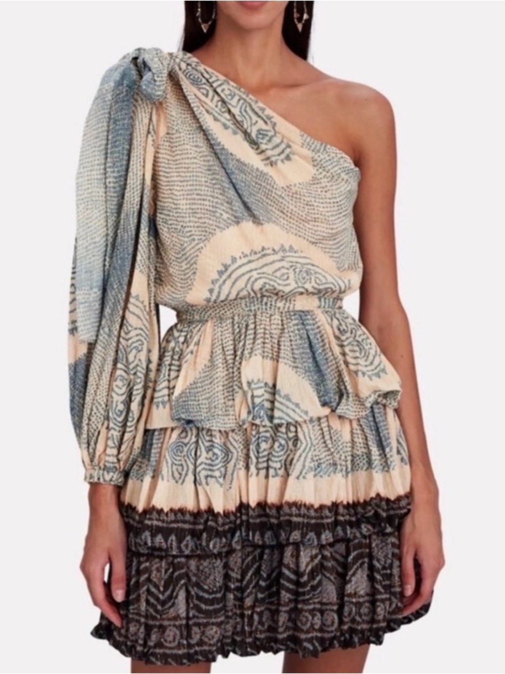 Ulla Johnson Leah Dress Moonstone One Shoulder Tiered Mini Size 4